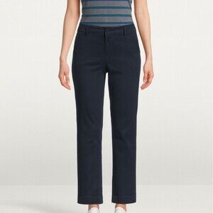 Talbots The Perfect Chinos Womens 8P Blue Mid Rise Flat Front Ankle Pants Trouse